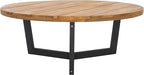 SAFAVIEH Outdoor Collection Leo Natural/Black Solid Wood Round Coffee Table