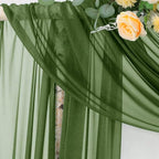 Olive Green Sheer Chiffon Arch Drape Curtains, 29 x 236 Inch Panel