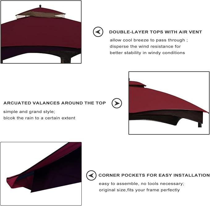 USA High Performance Replacement Canopy Top for Lowe's – Burgundy