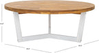 SAFAVIEH Outdoor Collection Leo Natural/White 3-Leg Round Coffee Table, Ideal for Deck, Patio, Backyard, Sunroom
