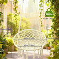 Hammock Chair, Beige Macrame Cotton Swing with Hardware Kit