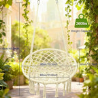 Hammock Chair, Beige Macrame Cotton Swing with Hardware Kit