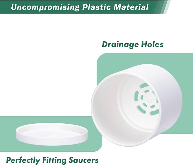 Planter Pots 12 Pack, 3 Inch Matte White Plastic with Saucers