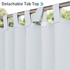 NICETOWN 2 Panels Outdoor Patio Curtainss Room Dividers Waterproof, Outdoor Blinds with Detachable Tab Top Sunlight Blocking Heavy Weight Protect Sun & Rain Out for Pergola, W84 x L108, Greyish White
