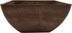 PSW Pot Collection 12x6 inch Plastic/Stone/Wood Composite Square Planter – No Drainage Hole (Drillable), Modern Indoor/Outer Pot for Flowers, Foliage, Succulents, Fairy Gardens, Chocolate