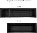The HC Companies 24 Inch Eclipse Window Planter Box with Drainage Holes & Attached Saucer, Lightweight UV-Resistant Plastic Indoor & Outdoor Planters, 2-Pack Flower Box for Garden & Home Decor, Black