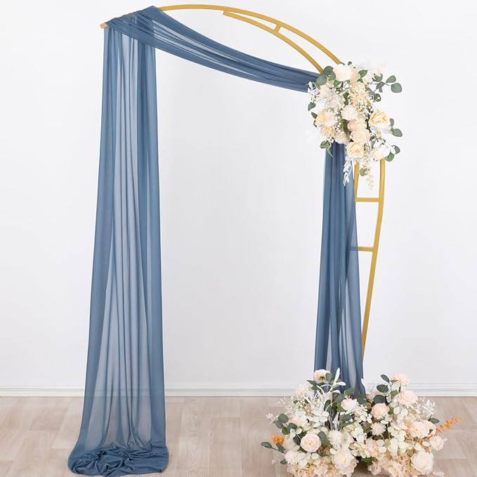 Outdoor Curtain Chiffon Arch Drape, Dusty Blue Sheer, 29 x 236 In