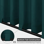 Easy-Going Outdoor Patio Curtains Detachable Tab Top Windproof Weatherproof Curtain for Cabana, Porch, Pergola and Gazebo, Tab Bottom Drape, 2 Panels, 110W x 96L inch, Teal