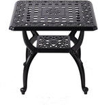 21" Cast Aluminum Outdoor Side Table,Small Patio Table,Outdoor Coffee Tables for Patio,Garden,Balcony, for All Weather (Black, Square)