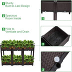 VINGLI Square Raised Garden Bed, Self-Watering Plastic Planter for Indoor Outdoor Vegetables, Fruits, Potato, Flowers, All Weather (6 Pcs)