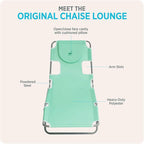 Ostrich 4-Position Outdoor Chaise Lounge w/Face Cushion & Arm Holes, Teal - Lightweight Folding Lounger w/Adjustable Reclining Backrest, Portable w/Carry Strap, 250 lb Weight Capacity