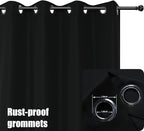 BONZER Waterproof Indoor/Outdoor Curtains for Patio Thick Privacy Grommet Curtains for Bedroom, Living Room, Porch, Pergola, Cabana, 1 Panel, 54W x 120L inch, Black