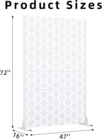 Casaphoria Metal Privacy Screen Outdoor, 72" H x 47" W Freestanding Decorative Privacy Screen for Patio Deck Balcony Garden with Stable Base, White Square
