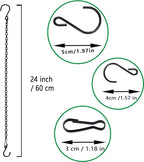 RIFNY Hanging Chains with Hooks, 10 Pieces 24 Inch Black Chain for Hanging Bird Feeders Planters Baskets Billboards Lanterns Wind Chimes Ornaments Outdoor/Indoor Use (24 inch 10pcs)