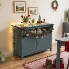 HIPS All-Weather Outdoor Storage Cabinet,Outdoor Sideboard with Magnetic Doors,3-Shelves Patio Storage Cabinet, Used for Garden,Buffet Cabinet,TV Stand, Bar Table,Balcony
