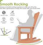 GREENVINES Outdoor Rocking Chairs | Set of 2 | Porch Rocker | HDPE Plastic | Teak | Oversized Rockers | High Back | Big & Tall | Ladder Back | for Patio Outside Backyard Balcony Garden