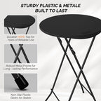 VINGLI 24" Plastic Folding Round Table Bar Height, HDPE Matrial with Gray Metal Finish, High Top Table for Outdoor Party, Cafes, Restaurants, Backyard, Dining Room, Wedding Event,1 Pack, Black