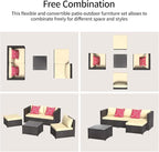 Aiho Patio Furniture Set All Weather Outdoor Sectional Patio Sofa Set with Tempered Coffee Table, for Backyard Porch, Beige