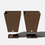 Veradek Nobleton Indoor/Outdoor Wide Square Planter (Espresso, 22 inch - 2 Pack with 2 Saucer Trays)