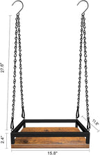 Plant Hanger Indoor, 16" Wooden Hanging Plant Holder with Metal Frame Large Hanging Planter for Indoor Plants Load 50LB Hanging Plant Shelf with 27.6" Long Chain, Ideal for Heavier Pots Window Ceiling