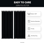 Waterproof Outdoor Curtain W105 x L84 - Grommet Top Sunlight Blocking Window Treatment Drapes Blackout Curtains for Home Bedroom Living Room Outdoor Patio Porch Pergola Cabana Gazebo (Black, 2 Panels)