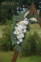 Artificial Flowers Wedding Arch Swags, 2-Piece Cream and Champagne Silk Kit