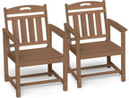Ciokea Outdoor Patio Dining Chair Set of 2, HDPE Porch Chairs for Dining Table, All-Weather Durable Outdoor Furniture for Backyard, Poolside, Lawn & Garden, Teak