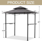 AECOJOY 8' x 5' Outdoor Grill Gazebo Canopy, BBQ Canopy for Outdoor Grill, 2- Tier BBQ Gazebo Shelter for Patio, Backyard and More (Grey)