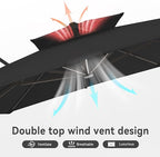 10 X 13 FT Cantilever Outdoor Patio Umbrella with Led Lights Large Heavy Duty 360° Rotation Double Top Offset Rectangular Umbrellas for Backyard Garden Pool Outside Deck, Black