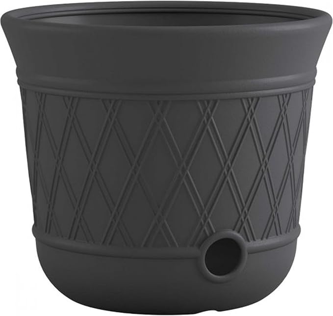 Suncast 8 Pack 14" x 12" Round Resin Decorative Weatherproof Outdoor Hideaway Standard Garden Hose Storage Pot with Drainage Holes, Gray