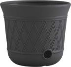 Suncast 8 Pack 14" x 12" Round Resin Decorative Weatherproof Outdoor Hideaway Standard Garden Hose Storage Pot with Drainage Holes, Gray