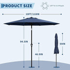 Garvee 10FT Patio Umbrella - Outdoor Table Umbrella with Smooth Crank Lift, Push Button Tilt and 8 Sturdy Ribs - Market Umbrella UV Protection Waterproof for Pool, Deck, Yard, Garden (Navy Blue)