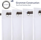PureFit Outdoor Curtains for Patio Waterproof Weatherproof, UV Resistant Outside Curtains for Gazebo, Front Porch, Pergola, Sun Blocking Privacy Curtain, 52W x 84L inch, Set of 2, White