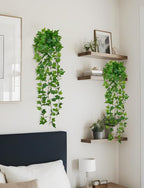 Hollyone 2pcs Artificial Hanging Plants 31" Fake Ivy Vine Faux Ivy Leaves Hanging Plant Greenery for Wall House Room Patio Indoor Outdoor Home Shelf Office Wedding Decor