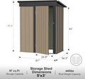 Storage Shed with Lockable Door, Galvanized Steel, 5x3 FT, Brown