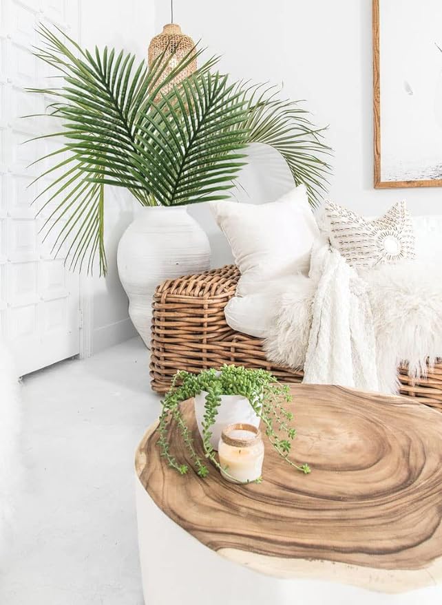 Artificial Palm Fronds Set of 5, 34 Inch Plastic Greenery