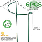 LEOBRO 24 Inch Plant Support Stakes, 6PCS Plant Stakes, Peony Cages and Supports, Garden Stakes, Plant Supports for Outdoor Plants Indoor Plants, Monstera Tomato Hydrangea Support Cage, 10" W x 24" H