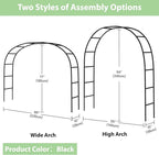 RUBFAC 94" Garden Arch Trellis for Climbing Plants Outdoor, Metal Arch Frame Garden Arbors and Arches, Outdoor Archway for Flower Vines Wedding Bridal Party Decoration, Black