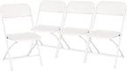 Flash Furniture Hercules Series Big & Tall Stackable Plastic Folding Chairs, Extra Wide Commercial Event Seats, Set of 4, White