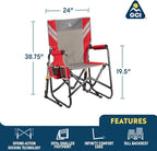 GCI Outdoor Stowaway Rocker - Varsity Red/Gray