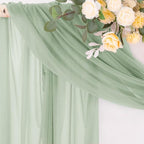 Sheer Outdoor Curtain Fabric Panels, Sage Green Chiffon, 29 in x 20 Ft, 2 Pack