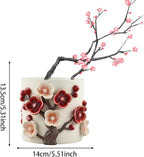 Flower Pot, 5 Inch Cute Plant Pots with Plum Blossom Design, Resin Decorative Flower Pots with Drainage for Indoor Plants, Succulents, Home and Garden Decor