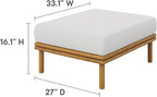 Modway Wren Teak Wood Outdoor Ottoman in Natural Sail