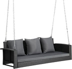 Outvita Porch Swing, 5FT Hanging Outdoor Porch Swings for Adults, Wicker 3 Person Patio Swing, with Cushion, Pillow and Chain for Garden, Backyard, Weight Capacity - 1000lbs