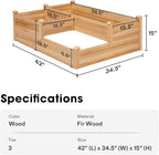 VIVOSUN 3-Tier 3-Grid Wooden Raised Garden Bed, 42.5 x 34.5 x 15 Inches, Outdoor Elevated Wood Planter Box with Screwdriver for Gardens, Patios, Backyards, Balcony and Outdoors