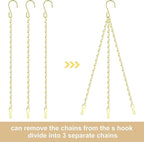 RIFNY Gold Chain for Hanging Plants, 20 Inch Small Plant Chains for Hanging Baskets Kits with Hooks for Bird Feeders Planters Billboards Lanterns Wind Chimes Ornaments Outdoor Indoor Use (10 PCS)
