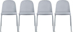 2xhome Modern Stackable Armless Dining Chair | Plastic Shell Seat with Metal Legs | Indoor or Outdoor Use | Home Kitchen Patio (4, Grey, Padded Seat)