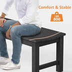 Outdoor Bench, 2-Person Patio Backless Bench Holds up to 800lbs, Weatherproof Garden Bench That Never Rot and Fade, Suit for Backyard, Porch, Patio, Deck and Entryway (Black)