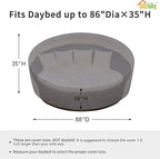 Easy-Going Heavy Duty 600D Outdoor Daybed Cover 88 Inch UV Resistant Patio Round Sofa Cover Waterproof Outdoor Canopy Daybed Sofa Cover with Air Vent 88" Dia x 35"/18" H, Grey