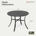 Round Metal Patio Dining Table, 42-Inch Black with Umbrella Hole